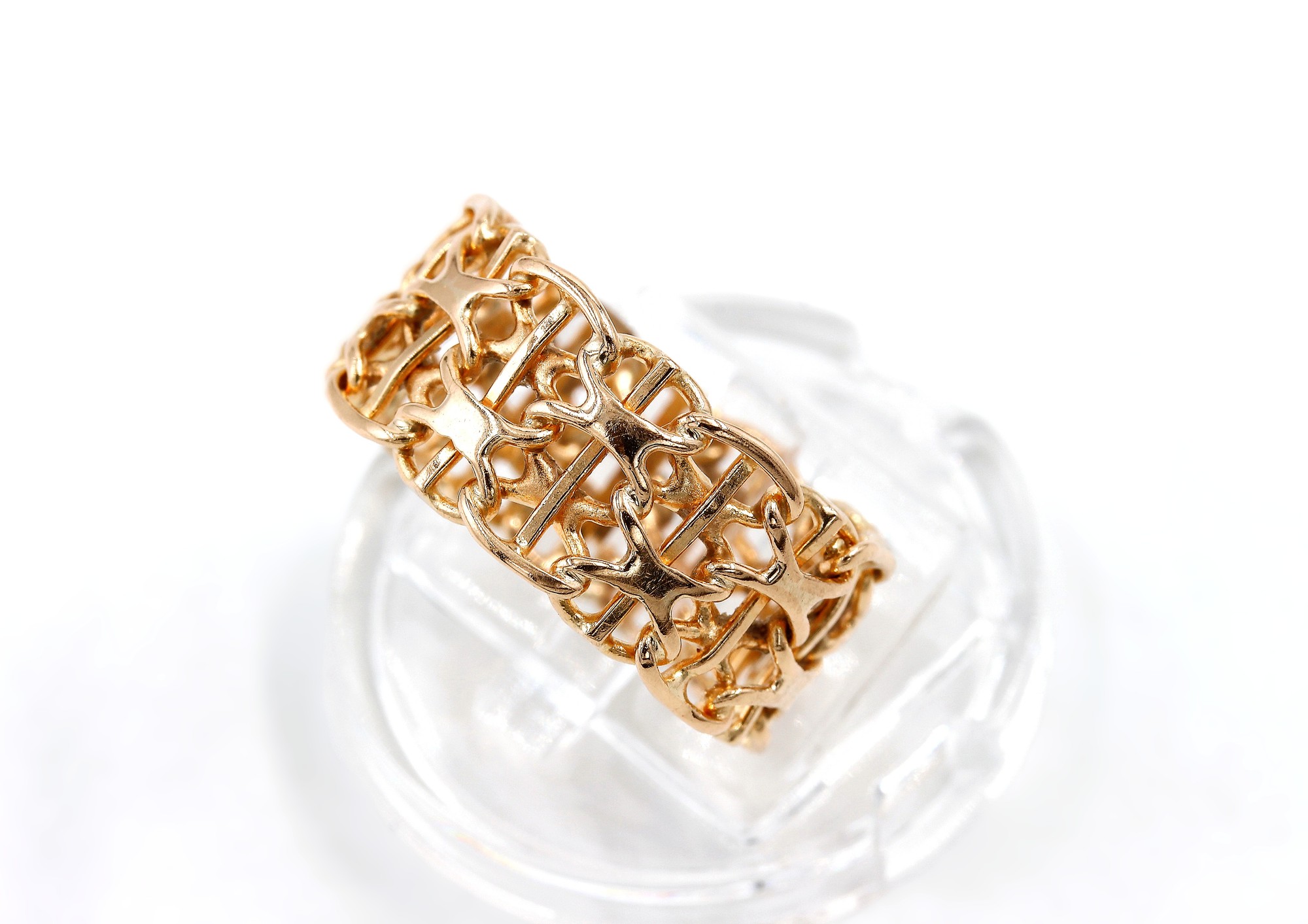 Ring x-länk med stavar i 18k guld.Vikt 4.35g