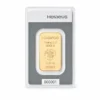 1 oz Heraeus guldtacka framsida i originalförpackning