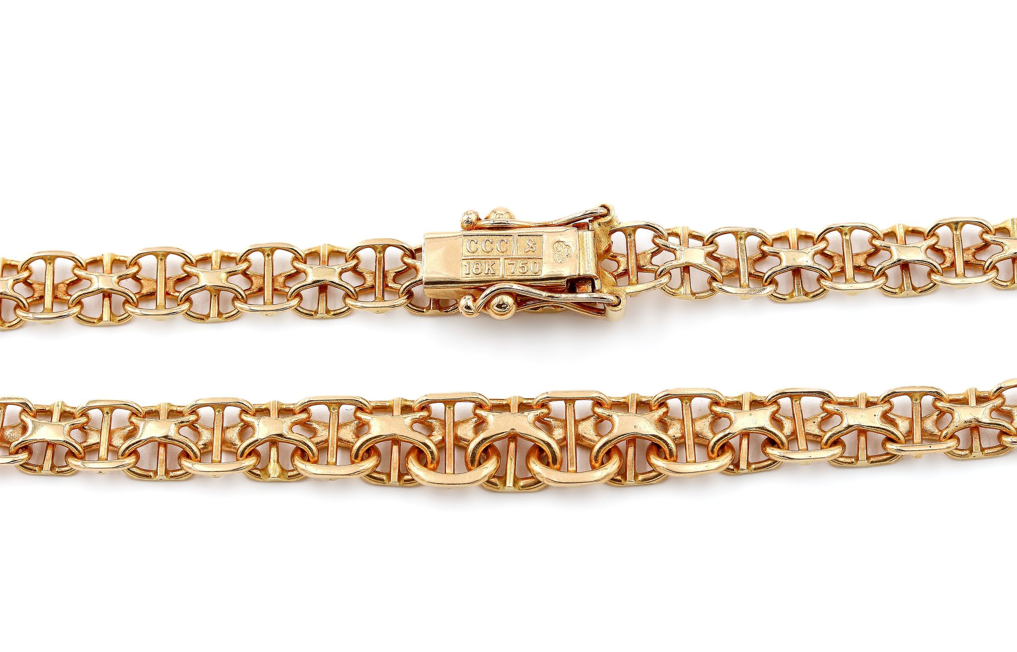 X-länk halsband med stavar i 18k guld.Vikt 16.93 g