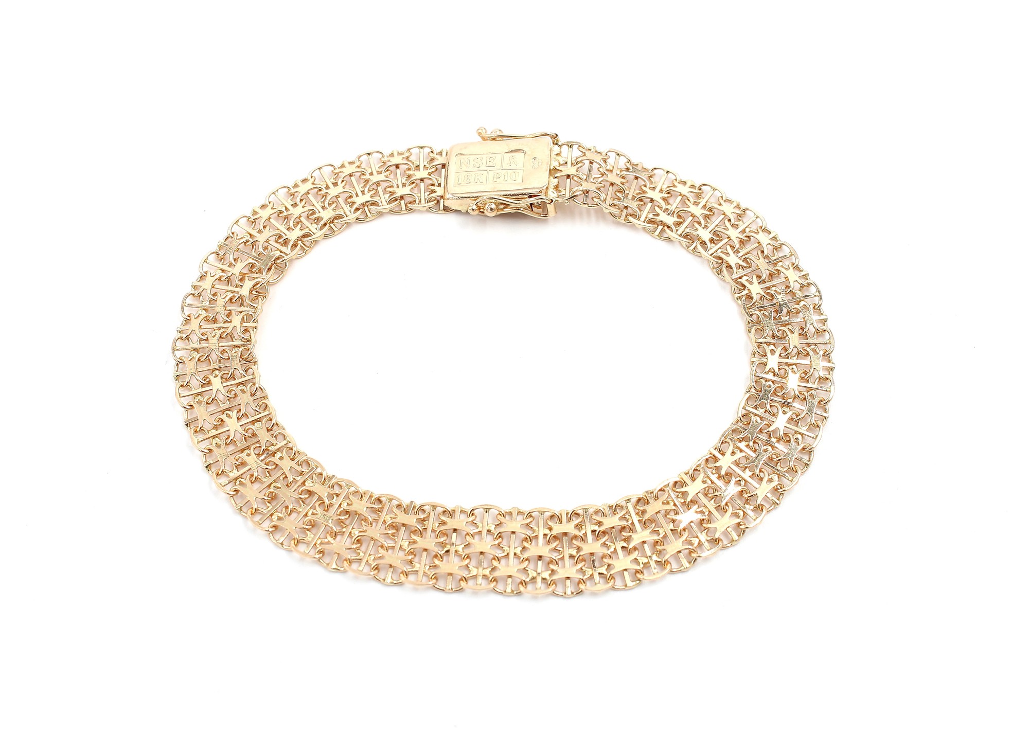 X-länk armband med stavar i 18k guld 3x.Vikt 13 g