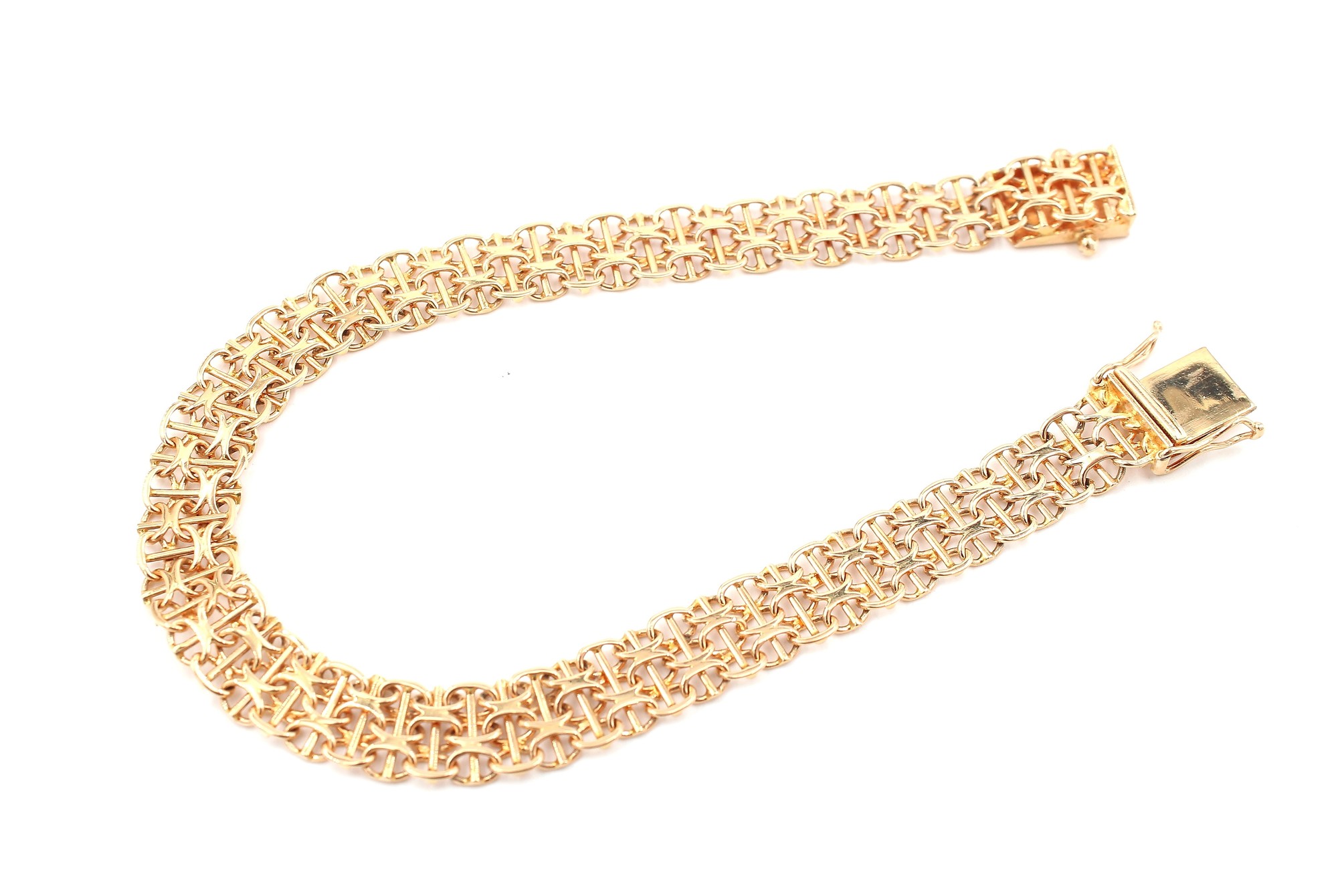 X-länk armband med stavar i 18k guld. vikt: 11,7g