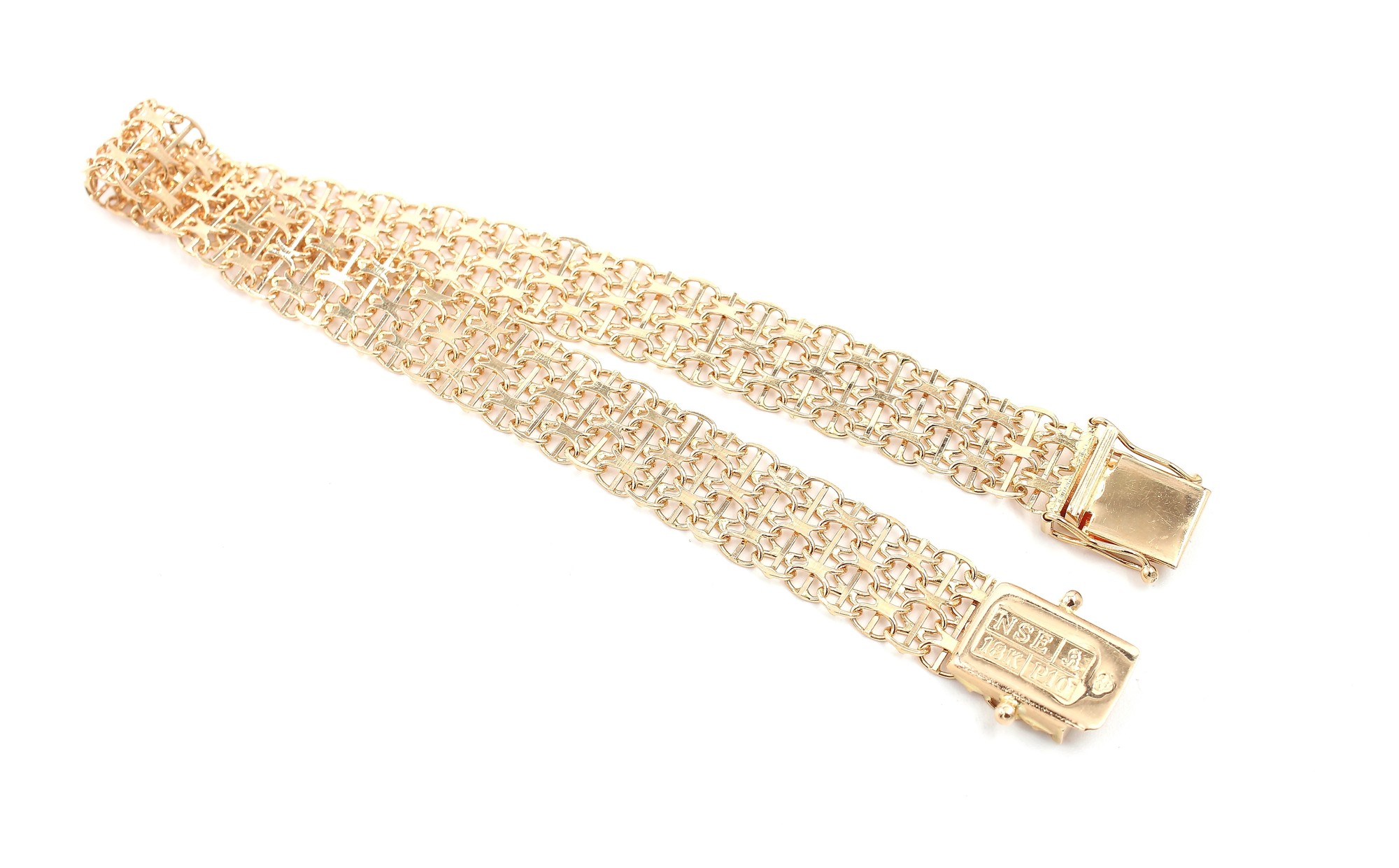 X-länk armband med stavar i 18k guld 3x.Vikt 13 g