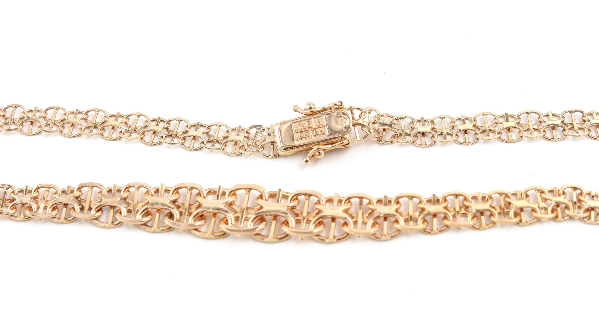 X-länk halsband med stavar i 18k guld. vikt: 14,2g