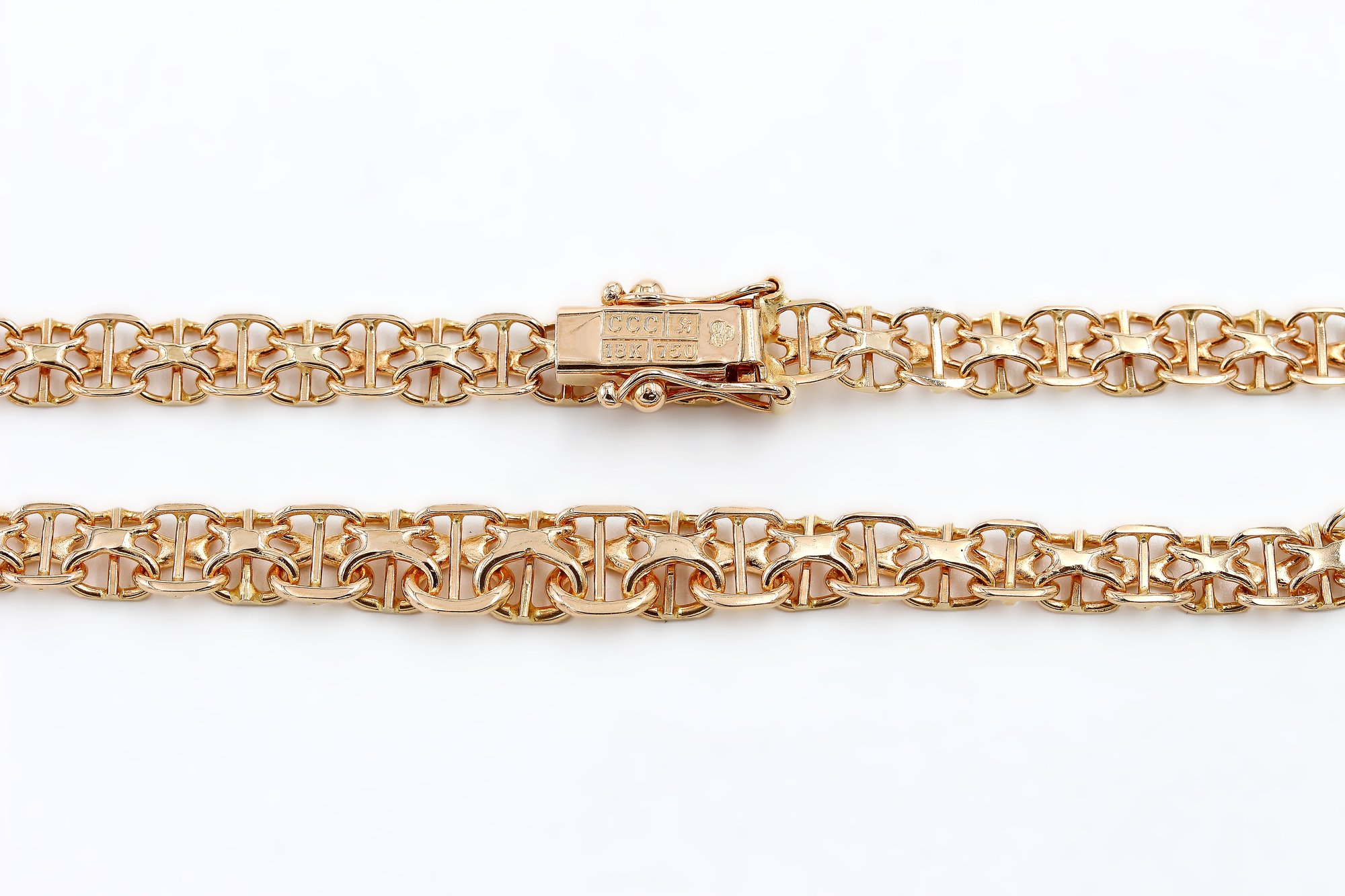 X-länk halsband med stavar i 18k guld.Vikt 16.9 g