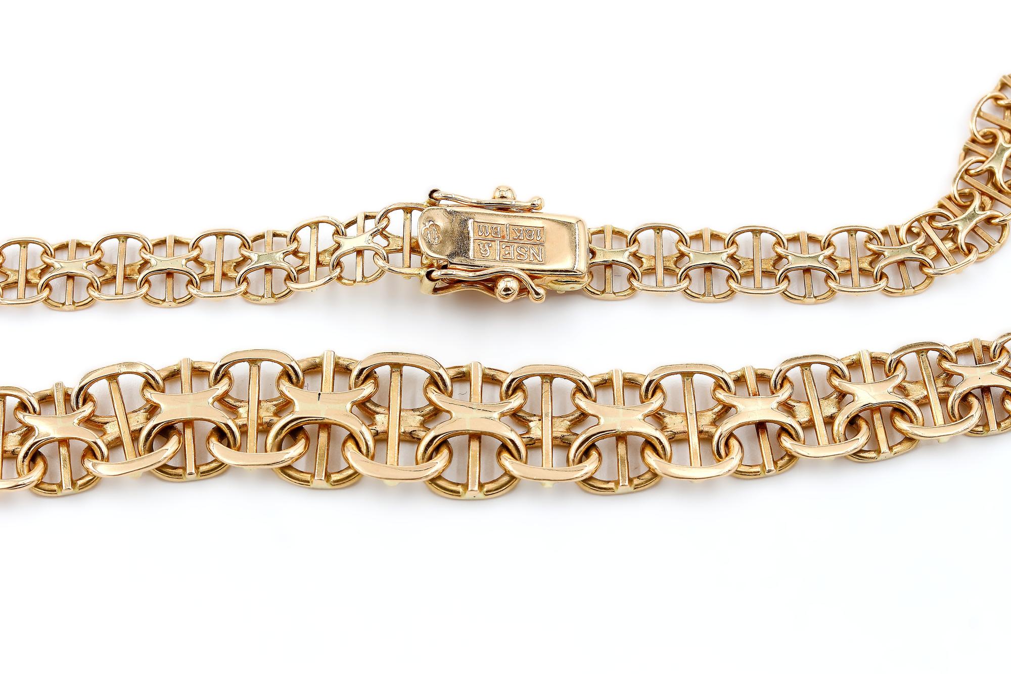 X-länk halsband med stavar i 18k guld.Vikt 20.60 g