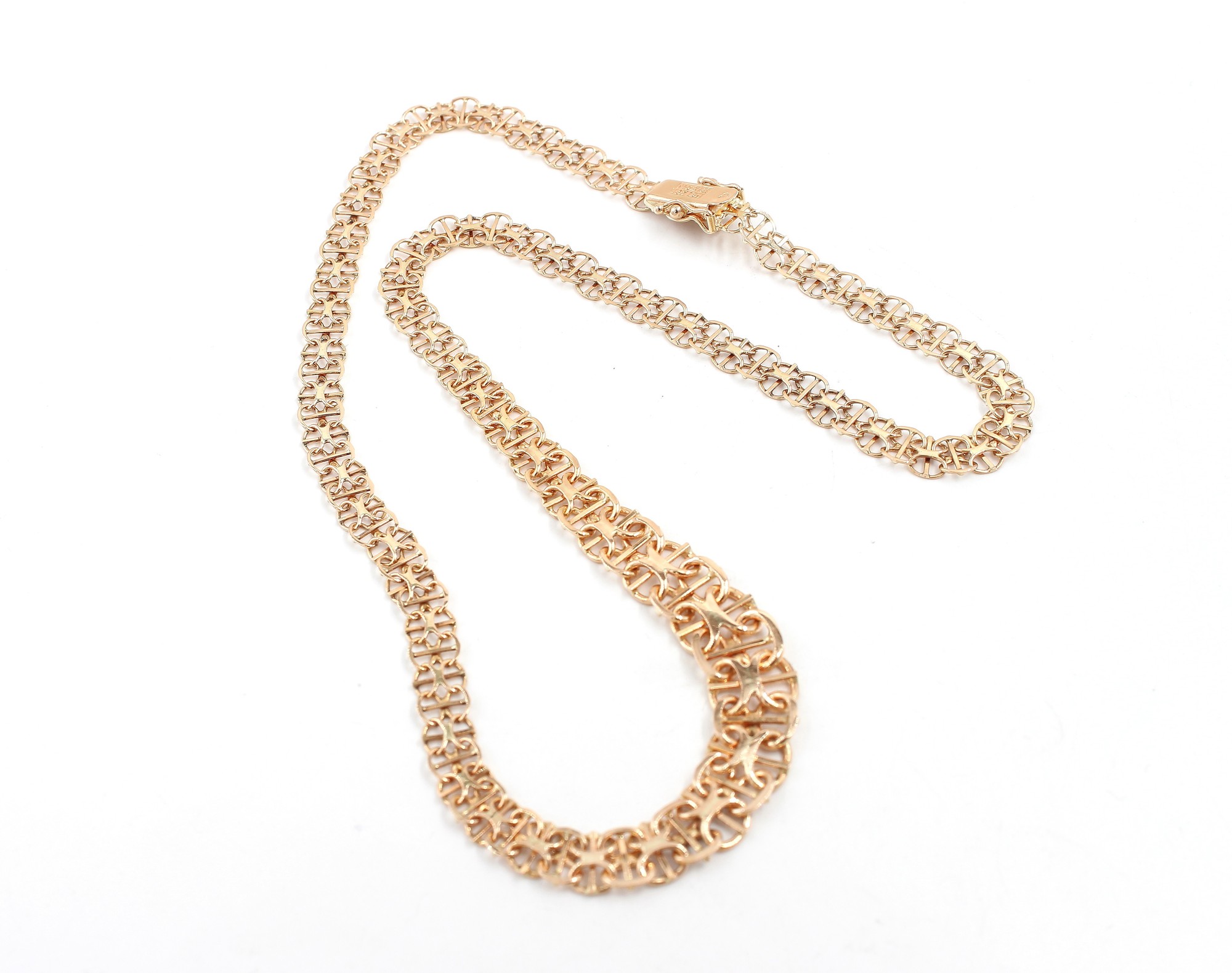 X-länk halsband med stavar i 18k guld. vikt: 14,2g