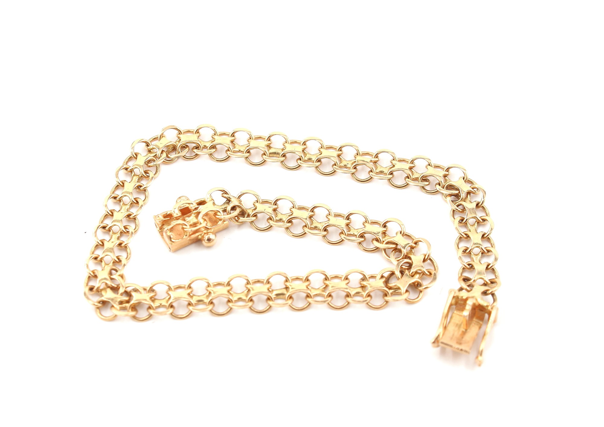 X-länk armband i 18k guld. vikt: 6,1g