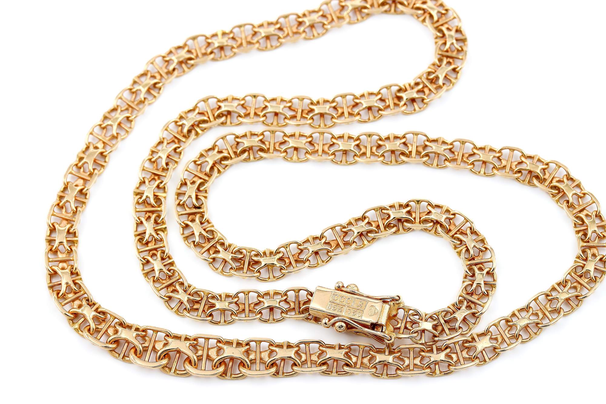 X-länk halsband med stavar i 18k guld.Vikt 16.93 g