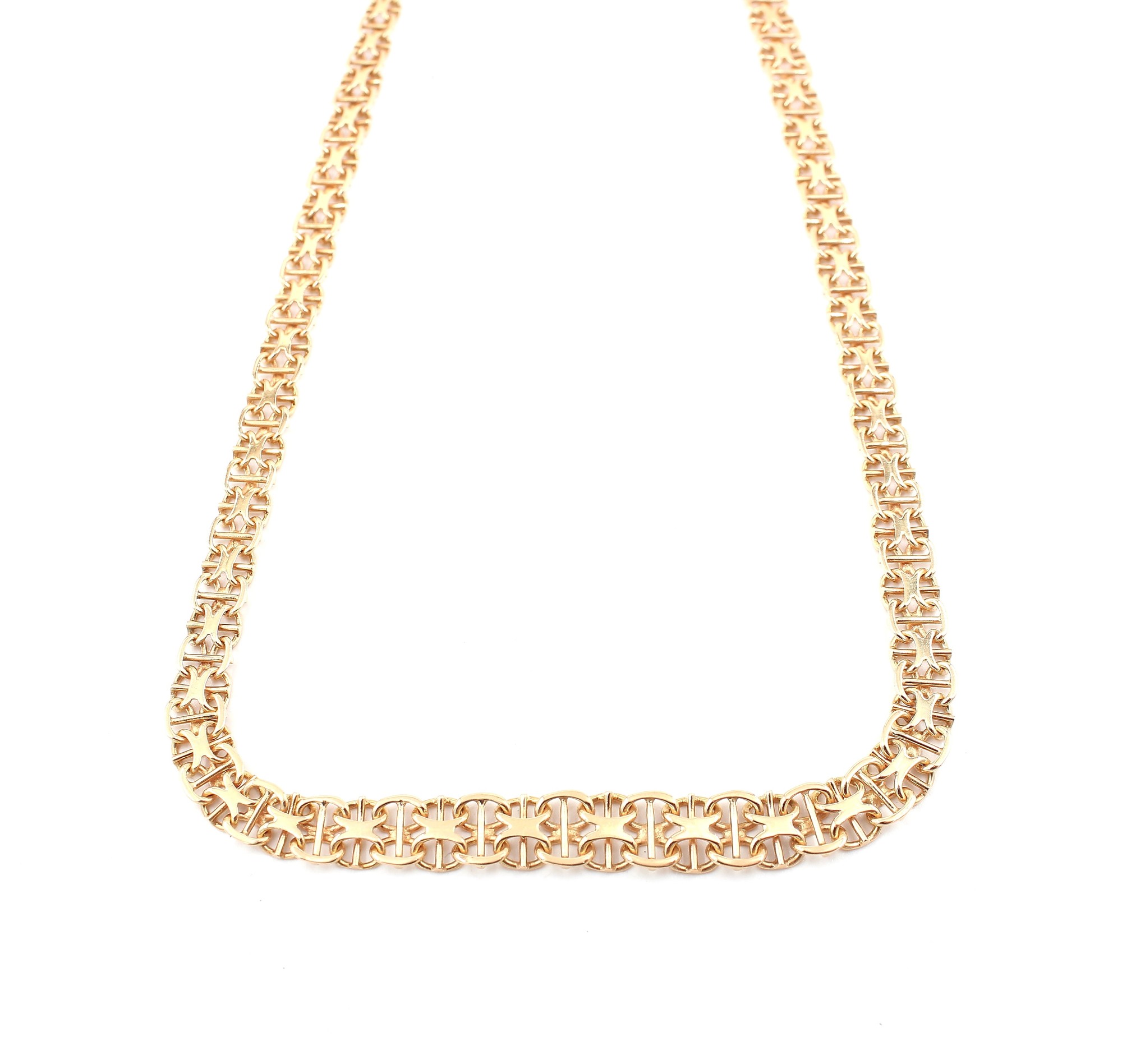 X-länk halsband med stavar i 18k guld. vikt:15 g