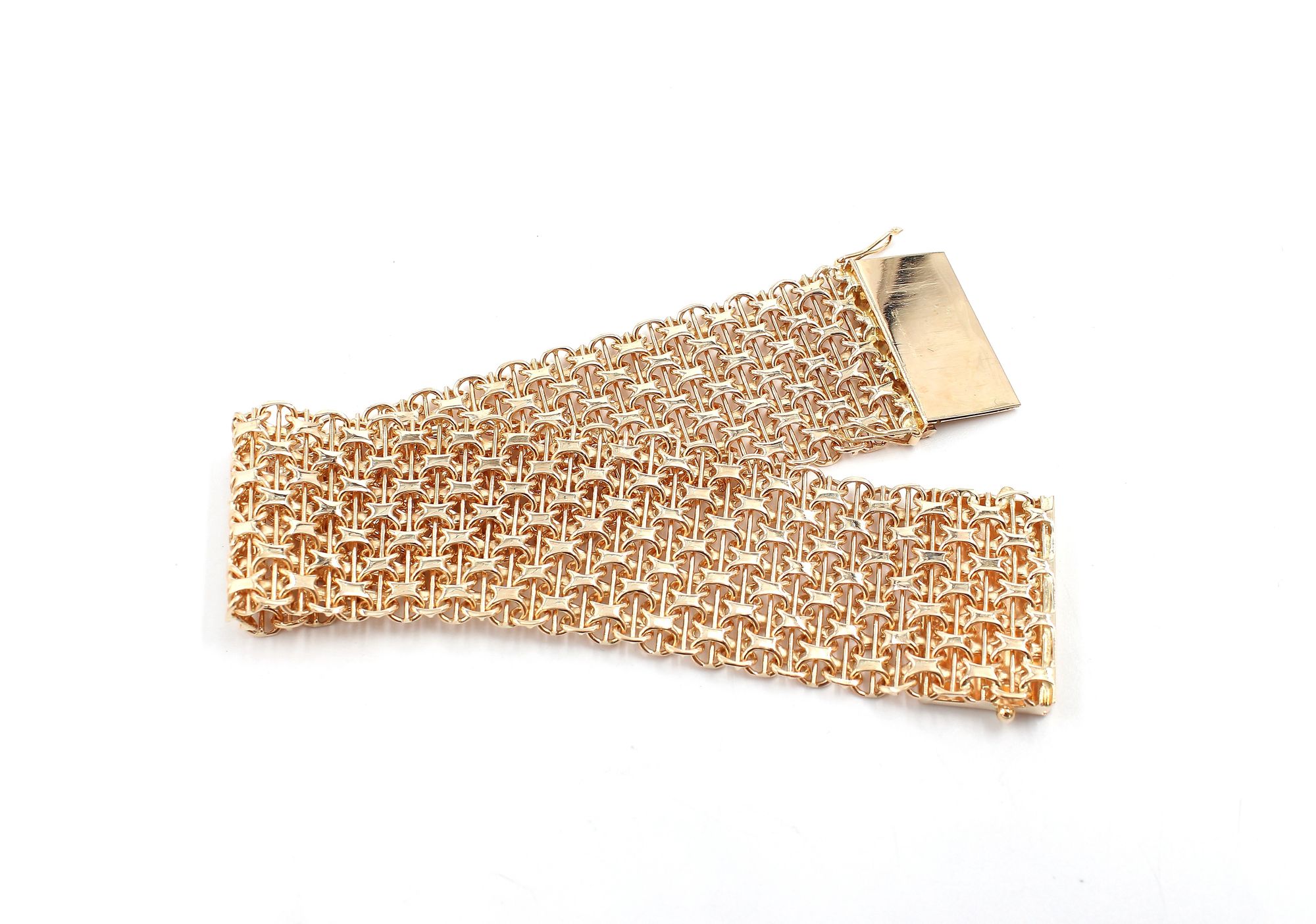 X-länk armband med stavar i 18k guld. 7 X. Vikt 55,5 g