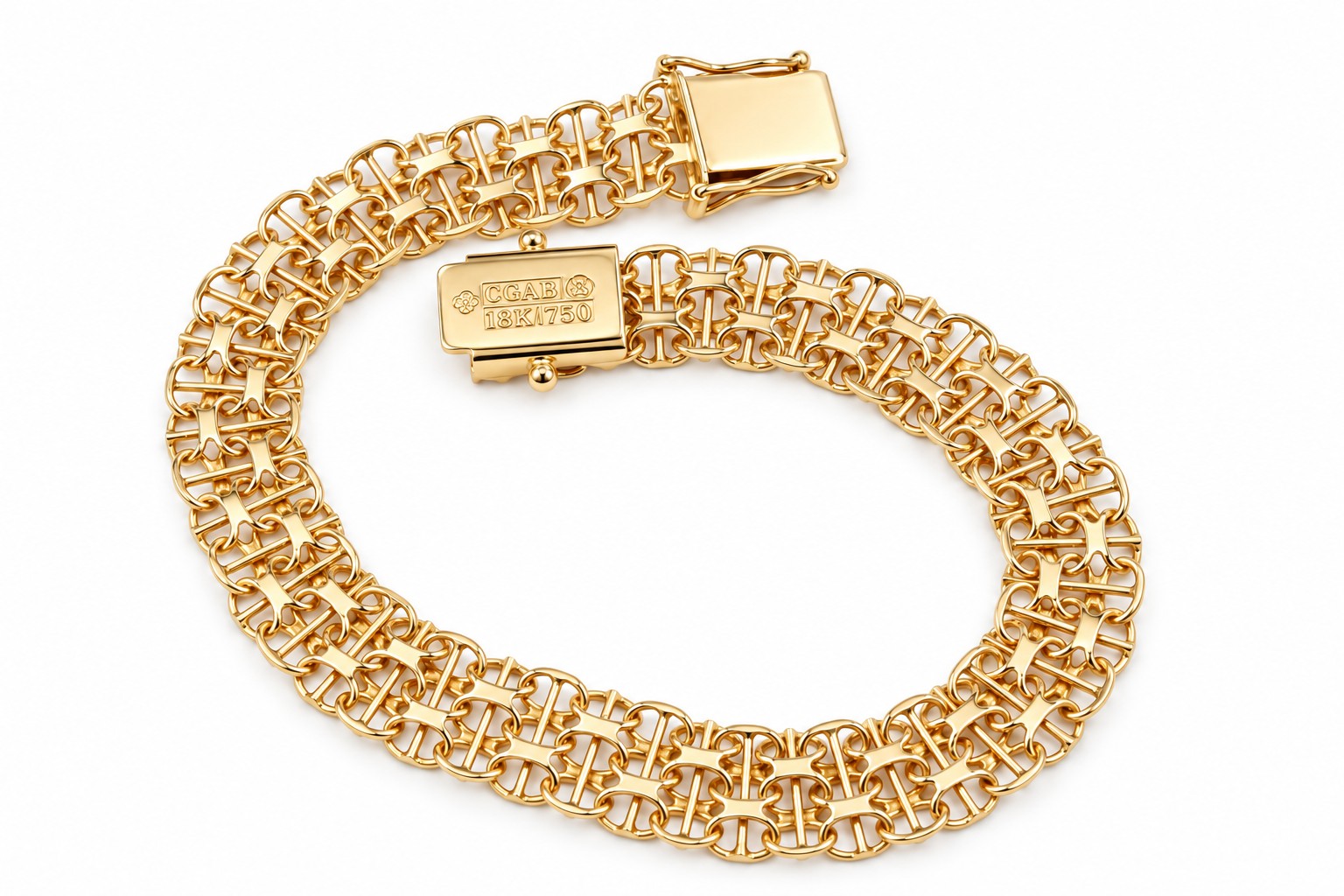 X-länk armband med stavar i 18k guld.Vikt 11.20g
