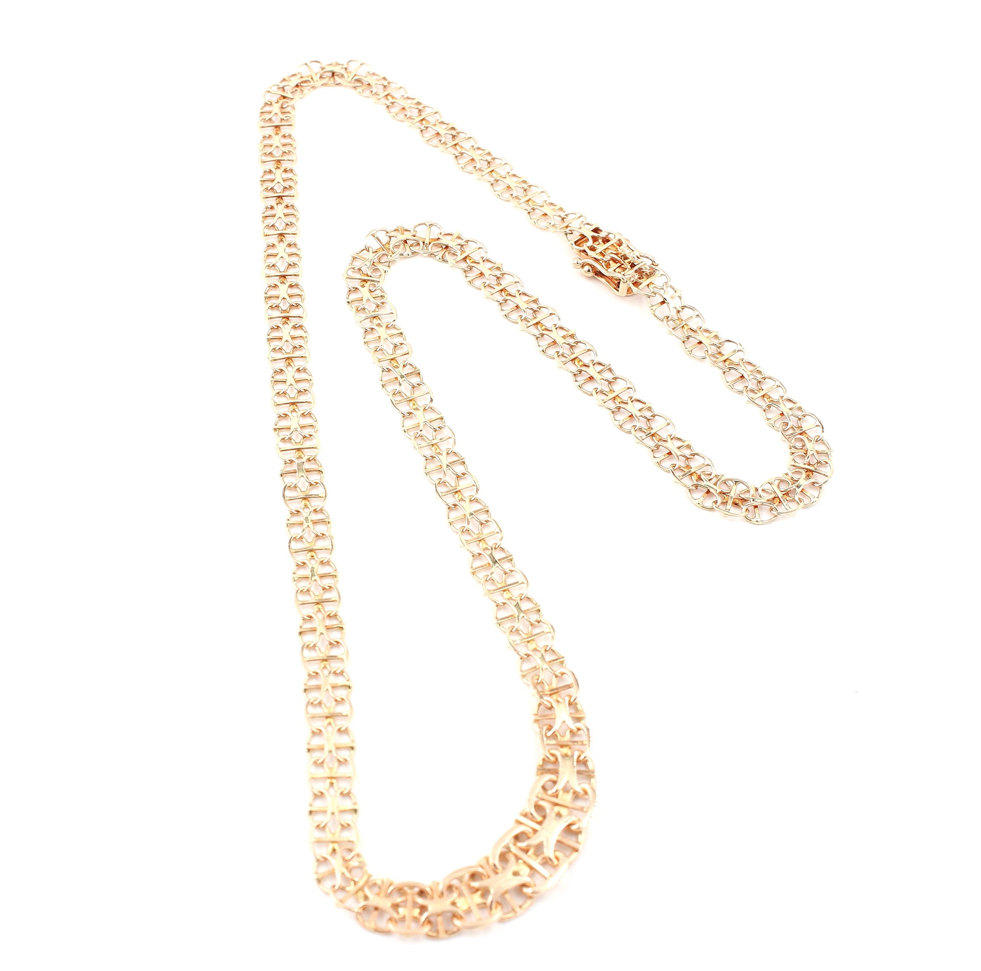 X-länk halsband med stavar i 18k guld. vikt:13g