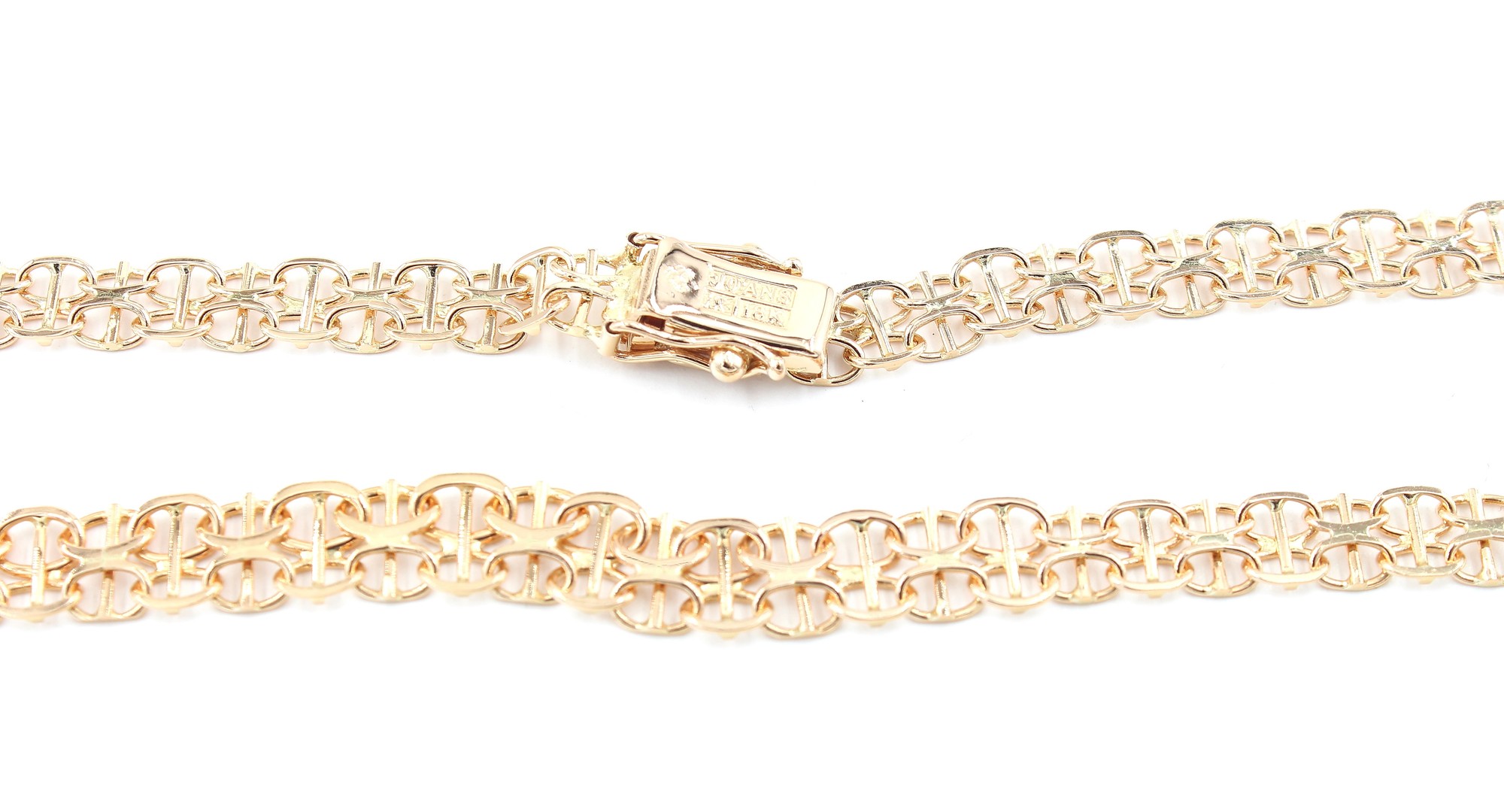 X-länk halsband med stavar i 18k guld. vikt: 15,1g