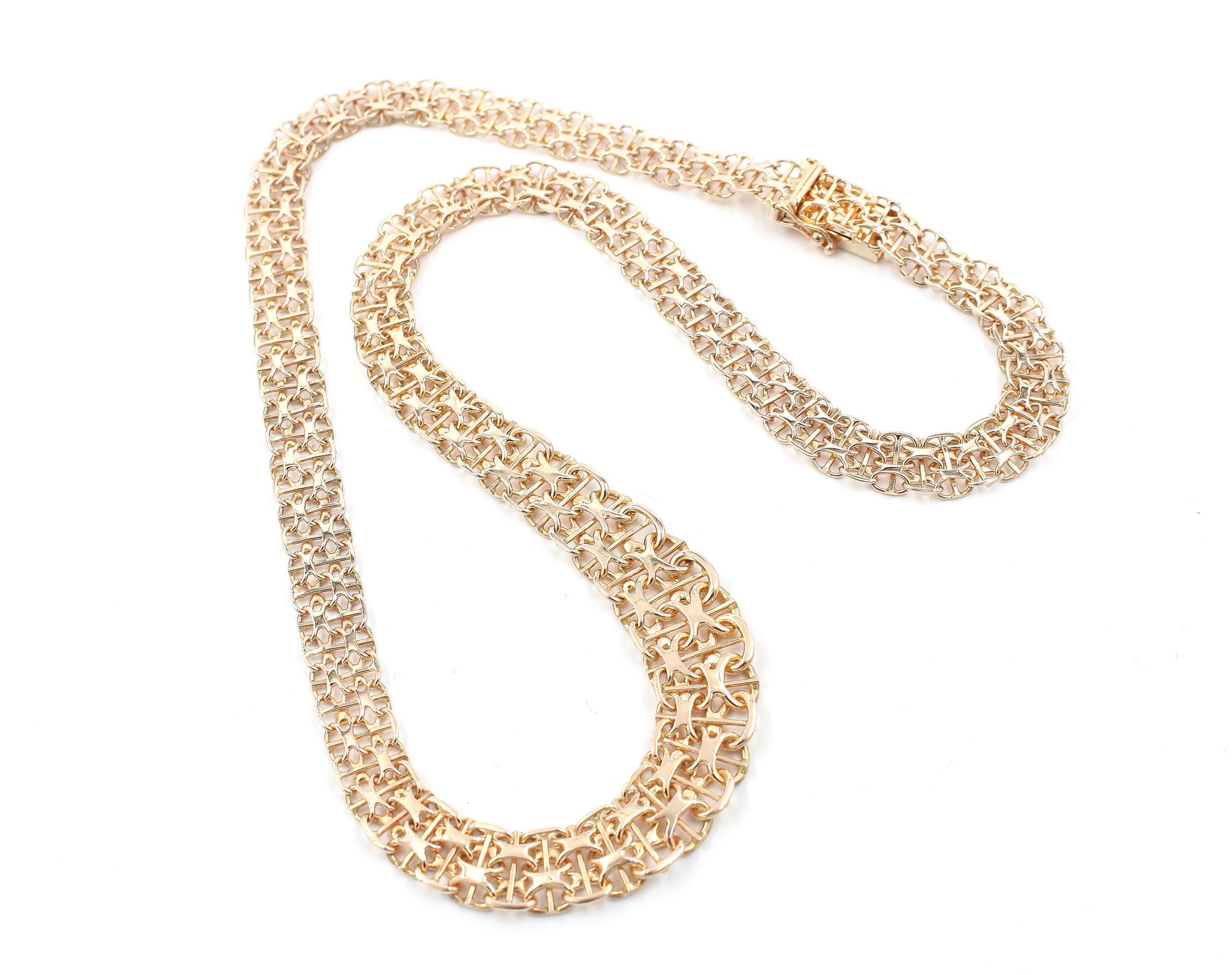 X-länk halsband med stavar i 18k guld. vikt: 26,35g