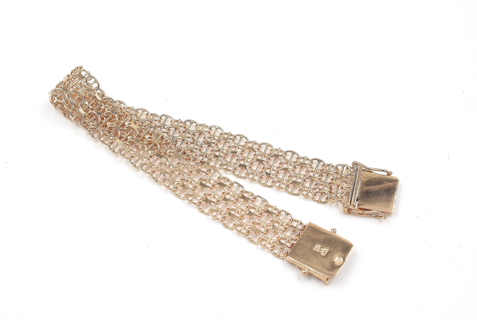 X-länk armband med stavar i 18k guld 3x. vikt:14,7 g