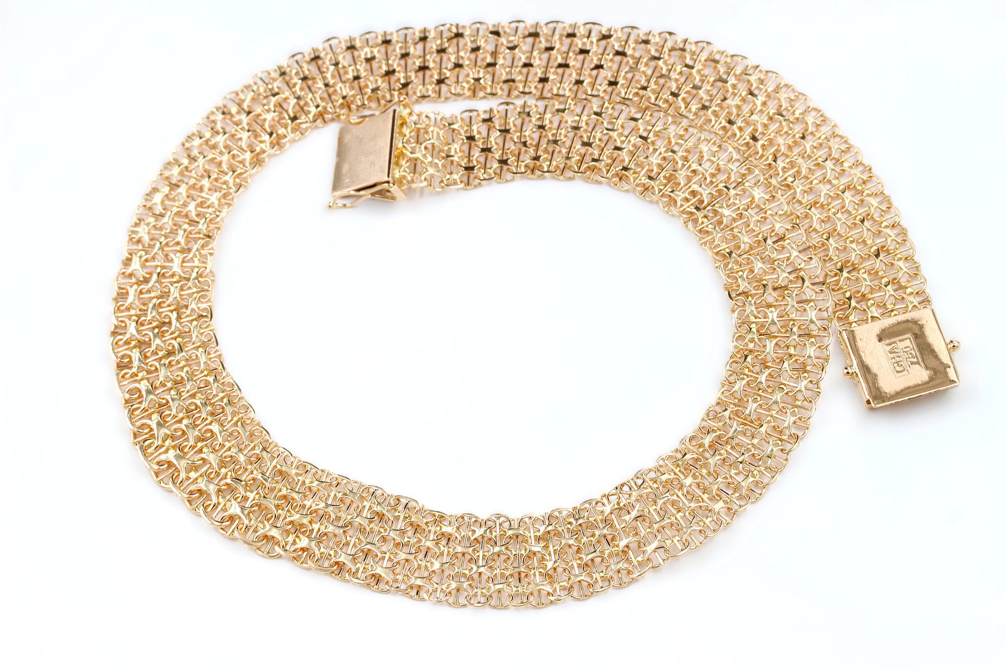 X-länk halsband med stavar i 18k guld.Vikt 51.18g