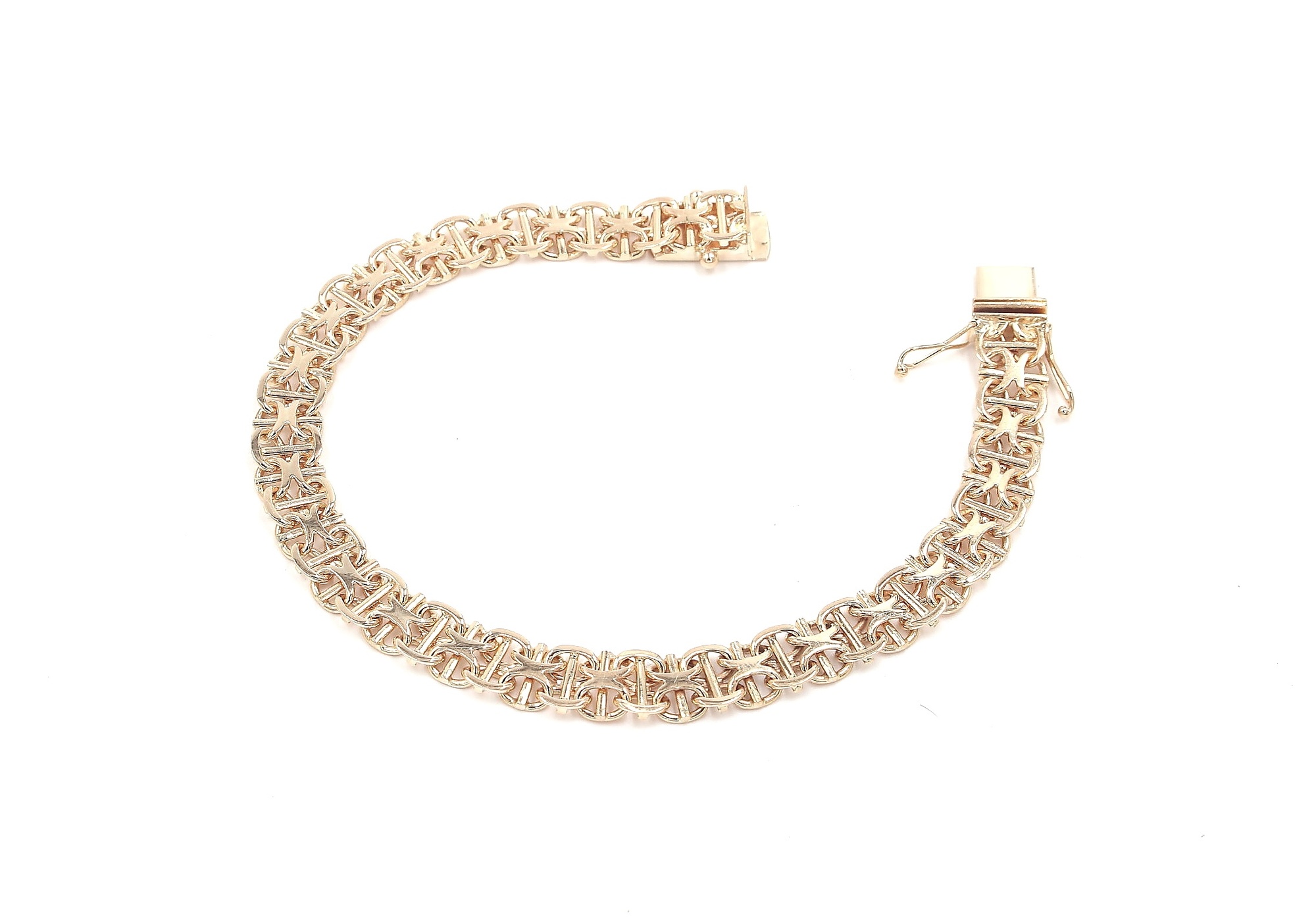 X-länk armband med stavar i 18k guld. vikt: 15,6g