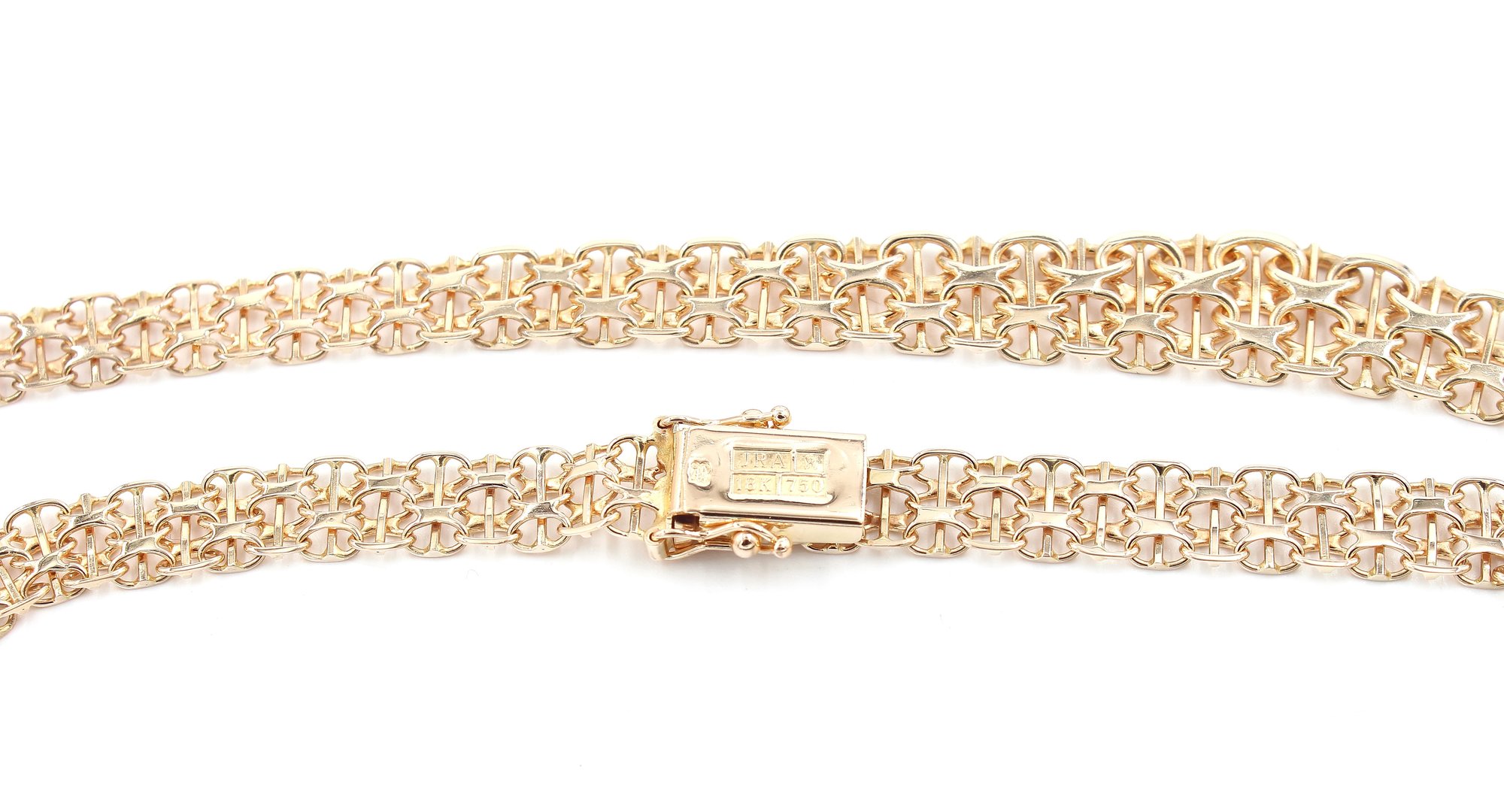X-länk halsband med stavar i 18k guld. vikt: 26,35g