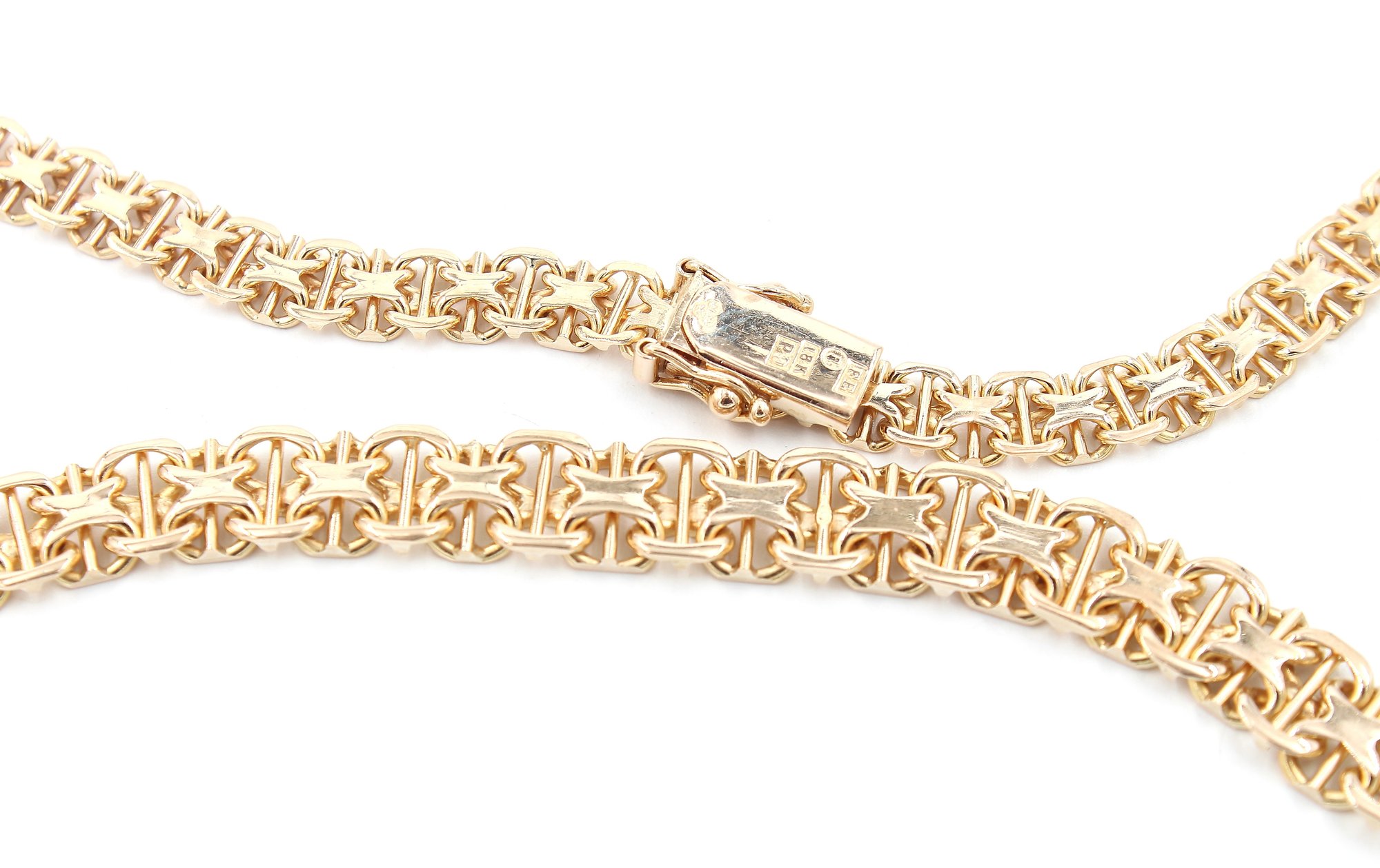 X-länk halsband med stavar i 18k guld. vikt: 29,95g