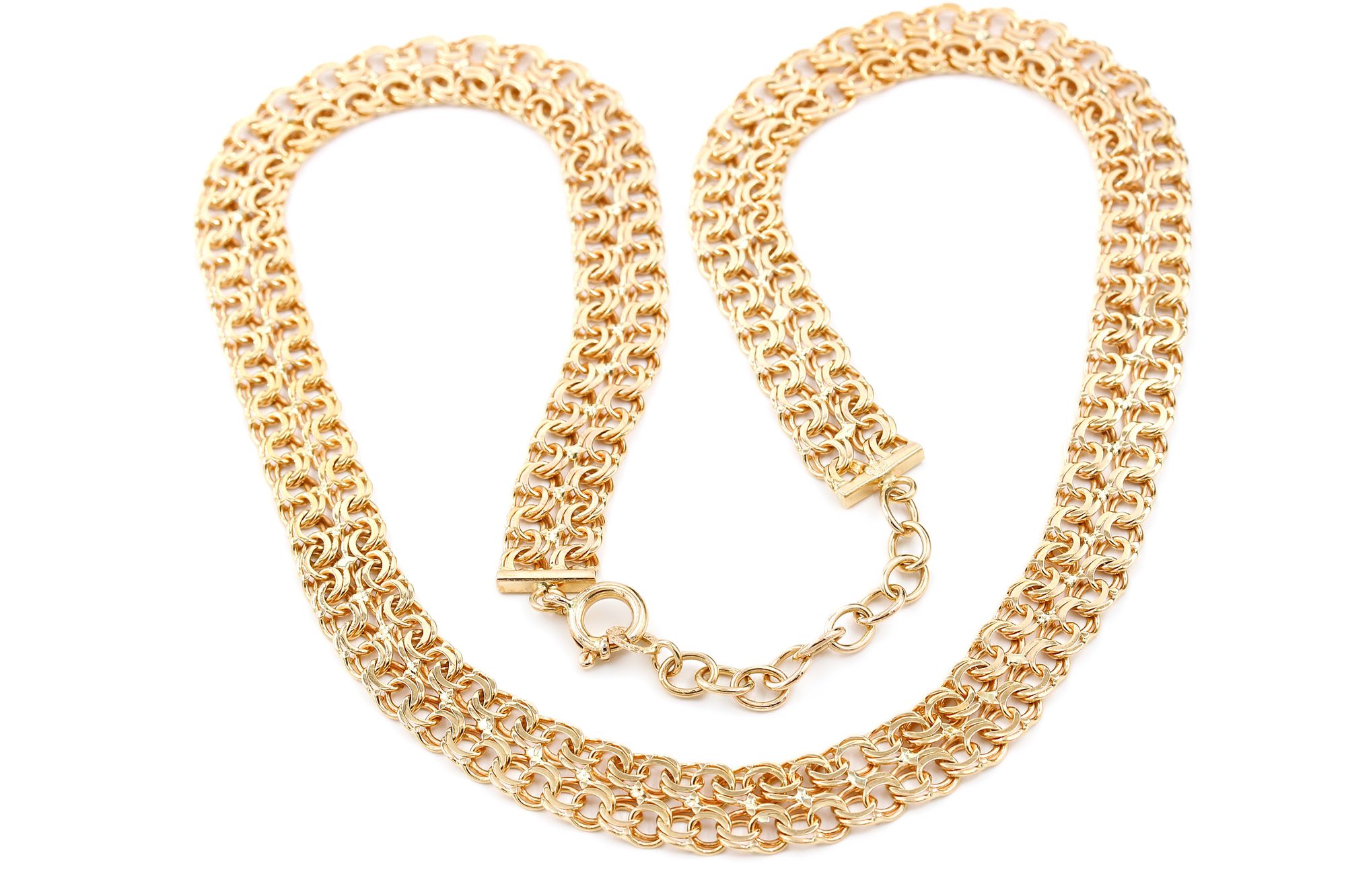 Halsband dubble bismarck i 18k guld.Vikt 22.55g
