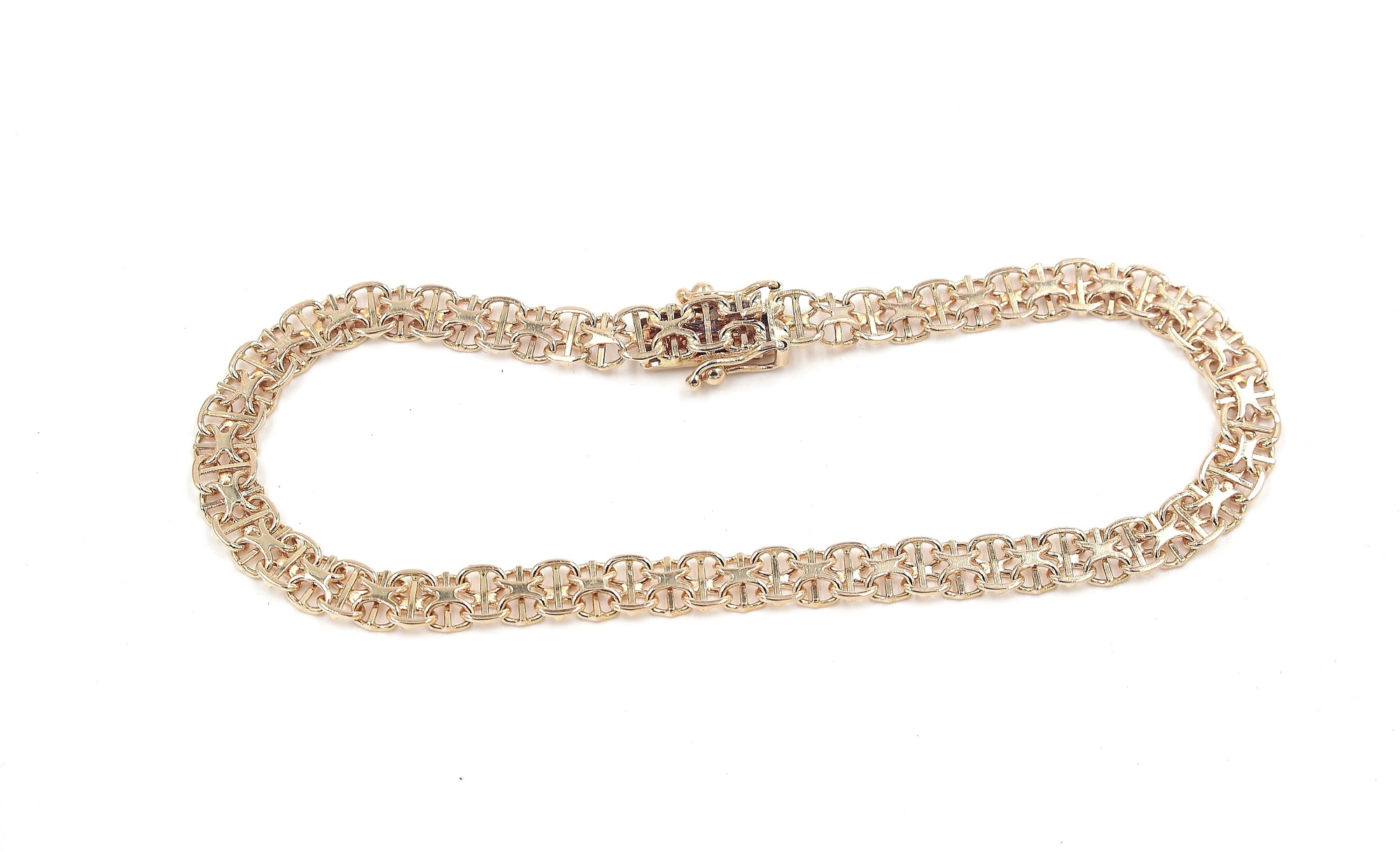 X-länk armband med stavar i 18k guld. vikt: 6,5g