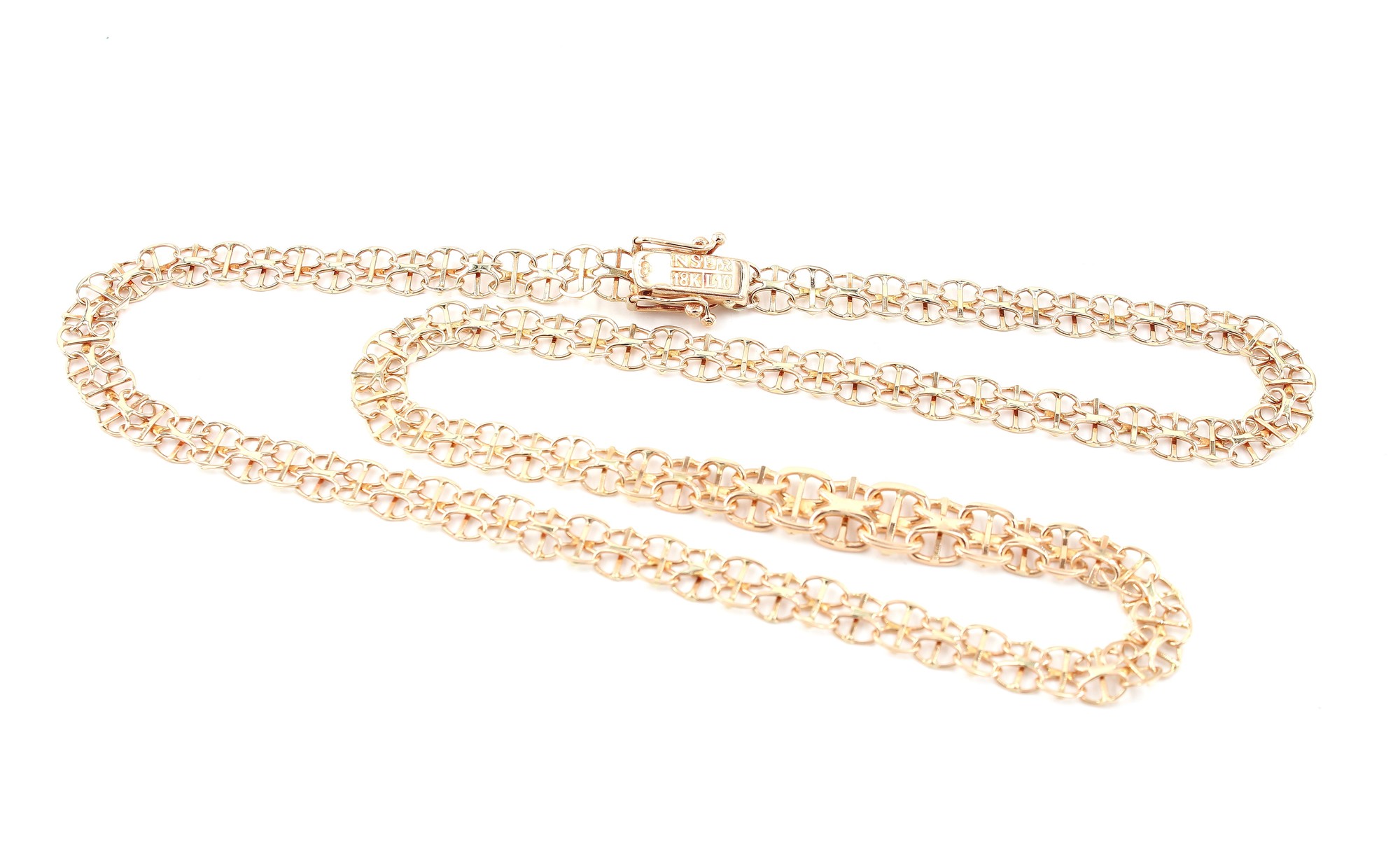 X-länk halsband med stavar i 18k guld. vikt:13g