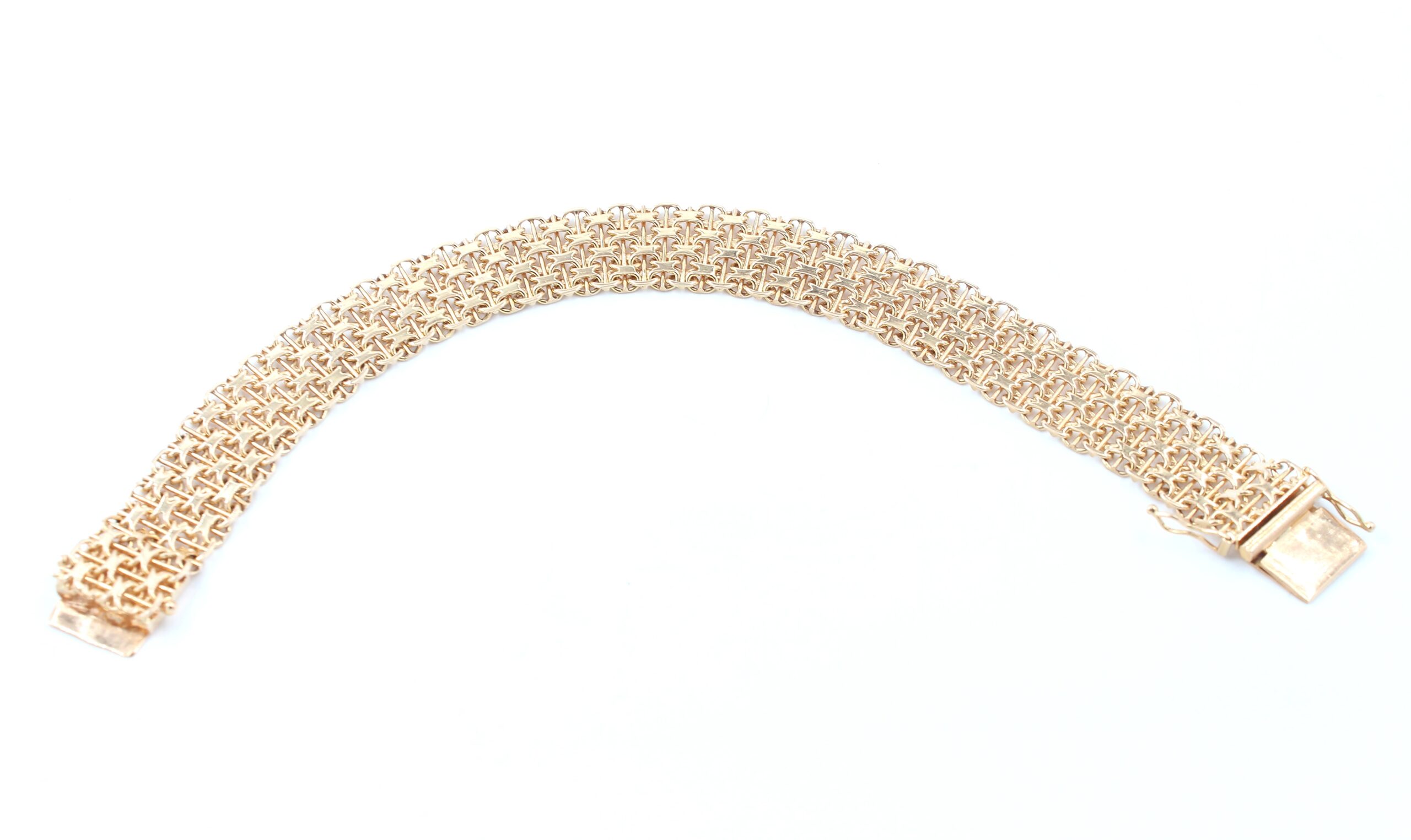 X-länk armband med stavar i 18k guld 4x. vikt: 25,55g