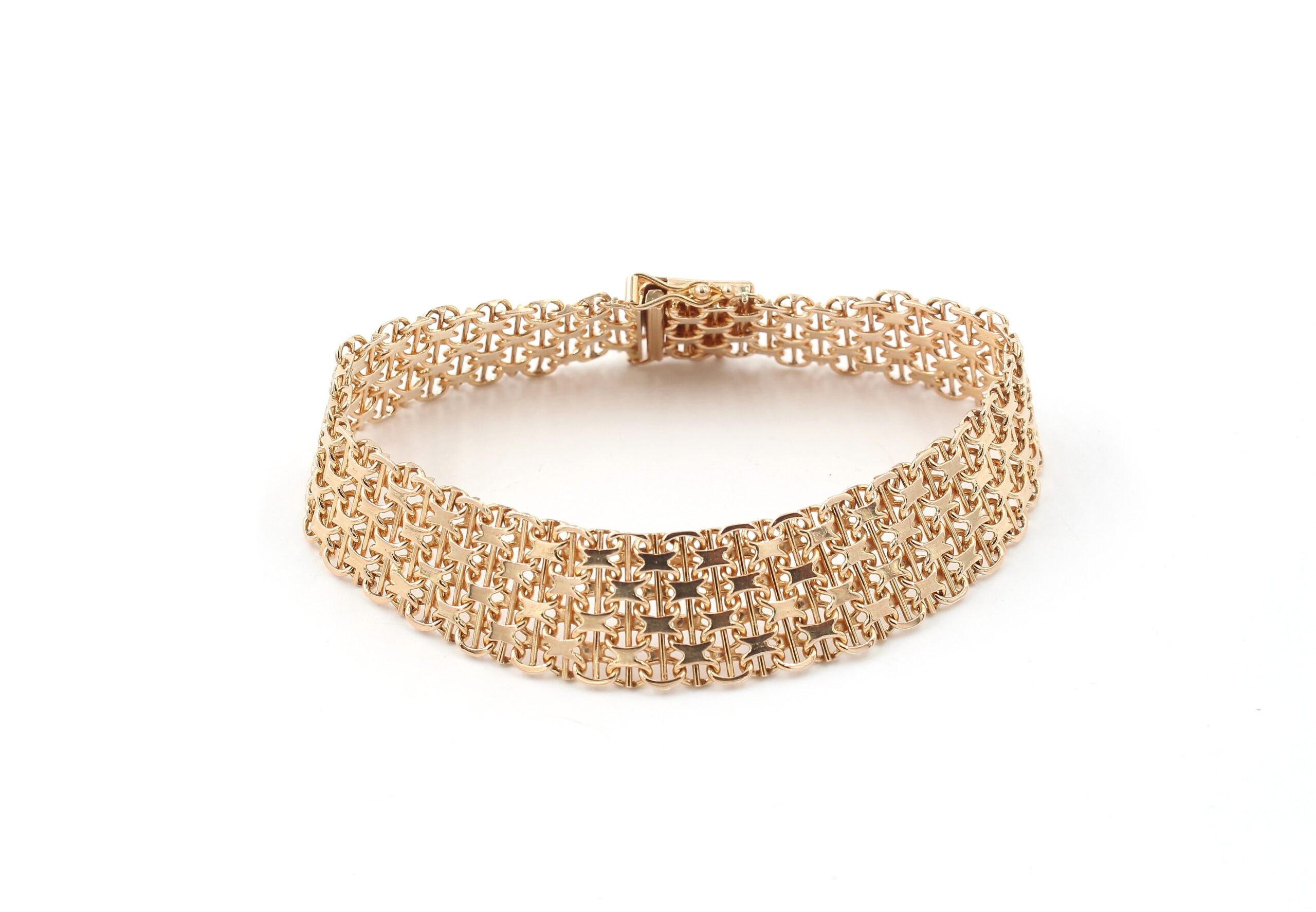 X-länk armband med stavar i 18k guld 4x. vikt: 25,55g