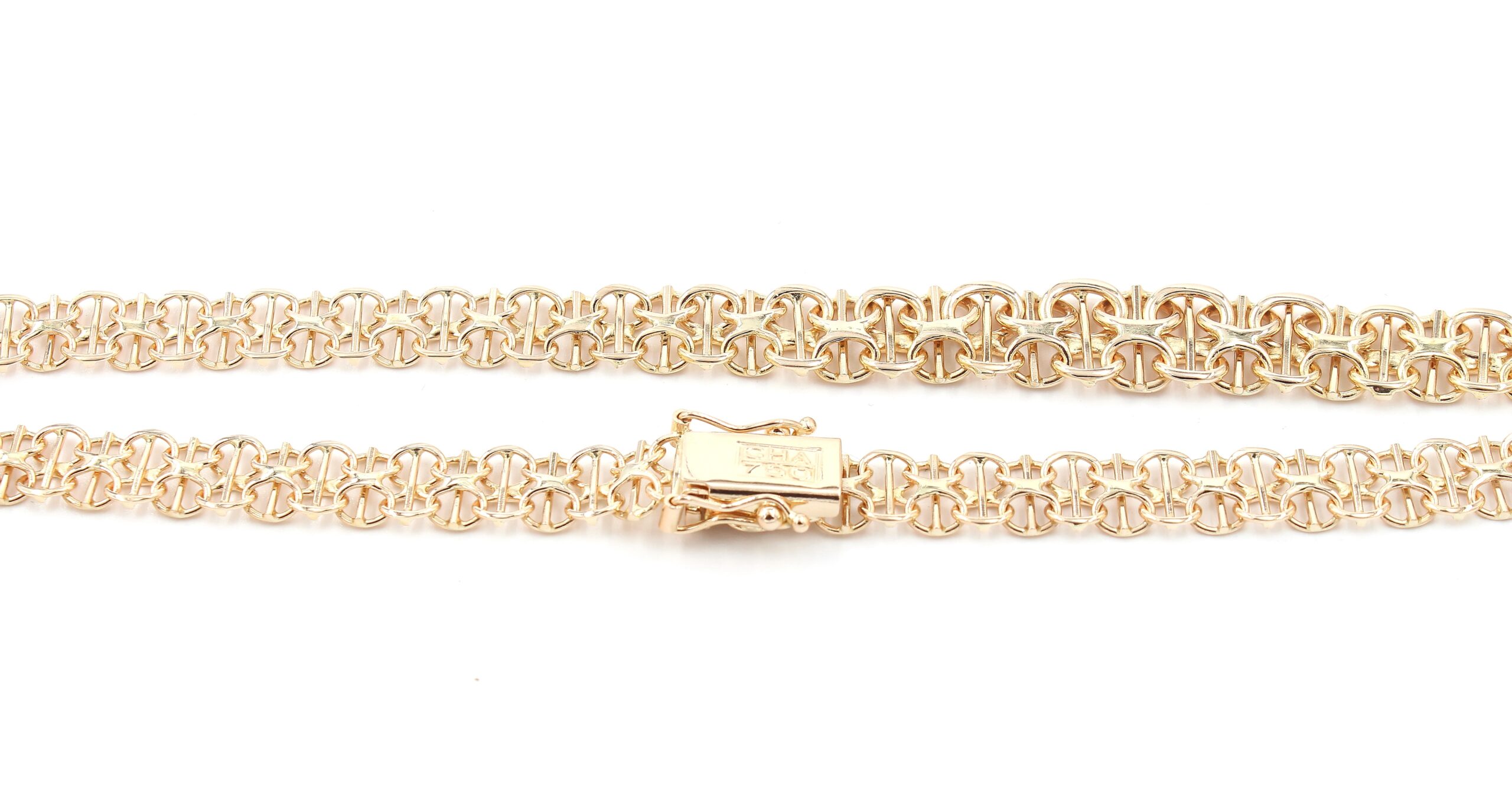 X-länk halsband med stavar i 18k guld. vikt: 23g