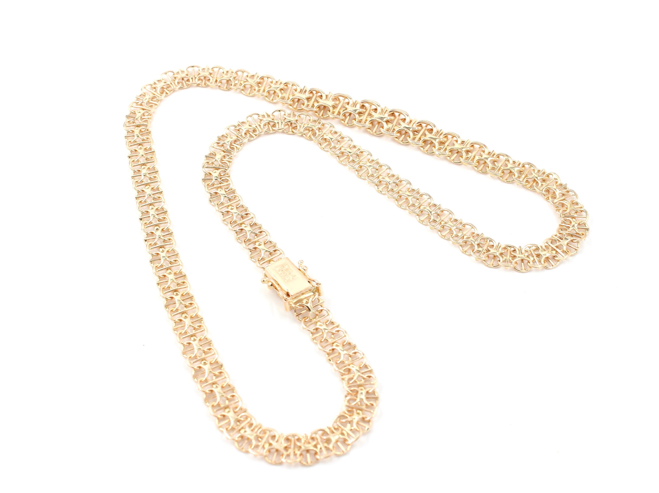 X-länk halsband med stavar i 18k guld. vikt: 23g