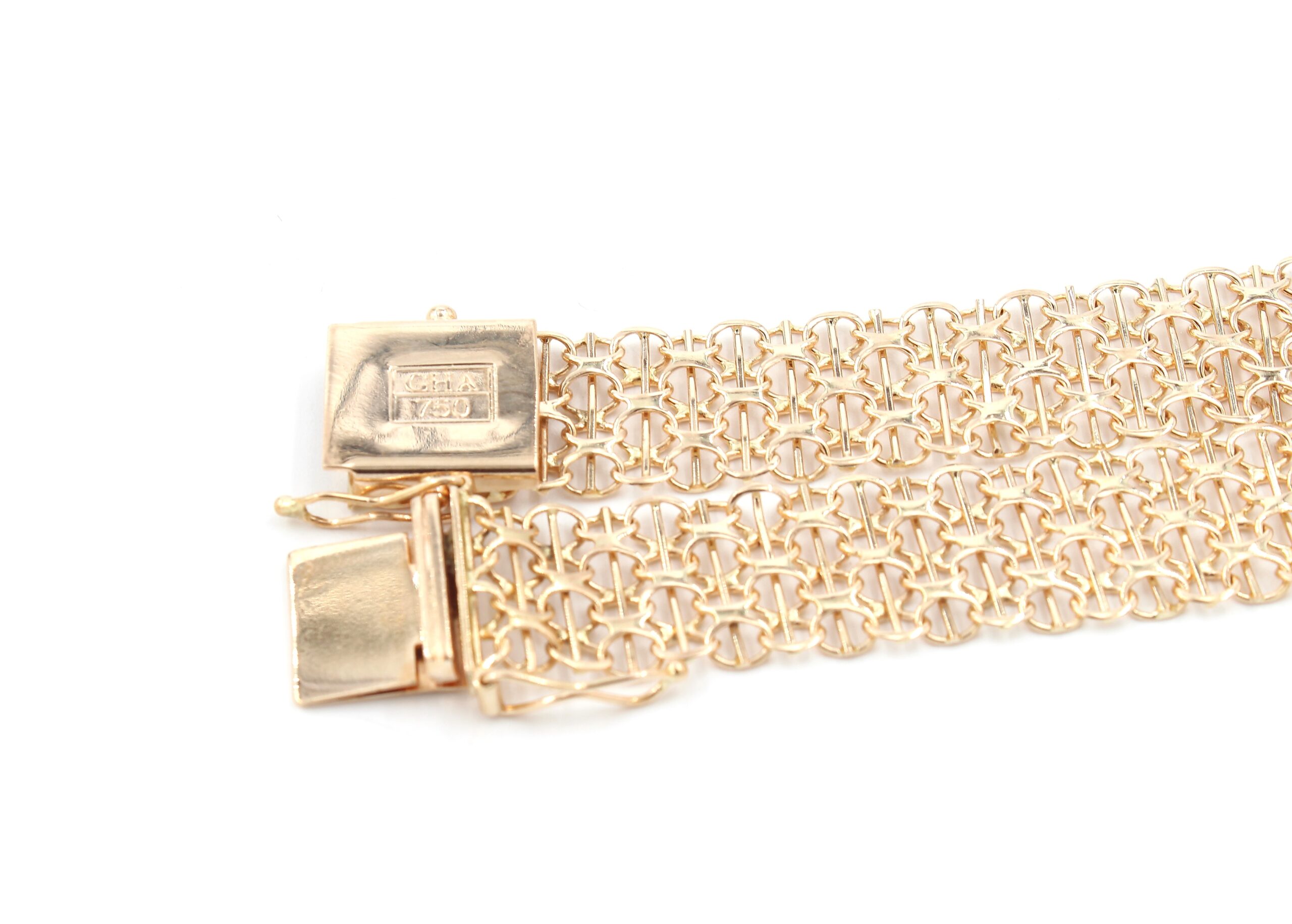 X-länk armband med stavar i 18k guld. 3 x. vikt: 19,1g