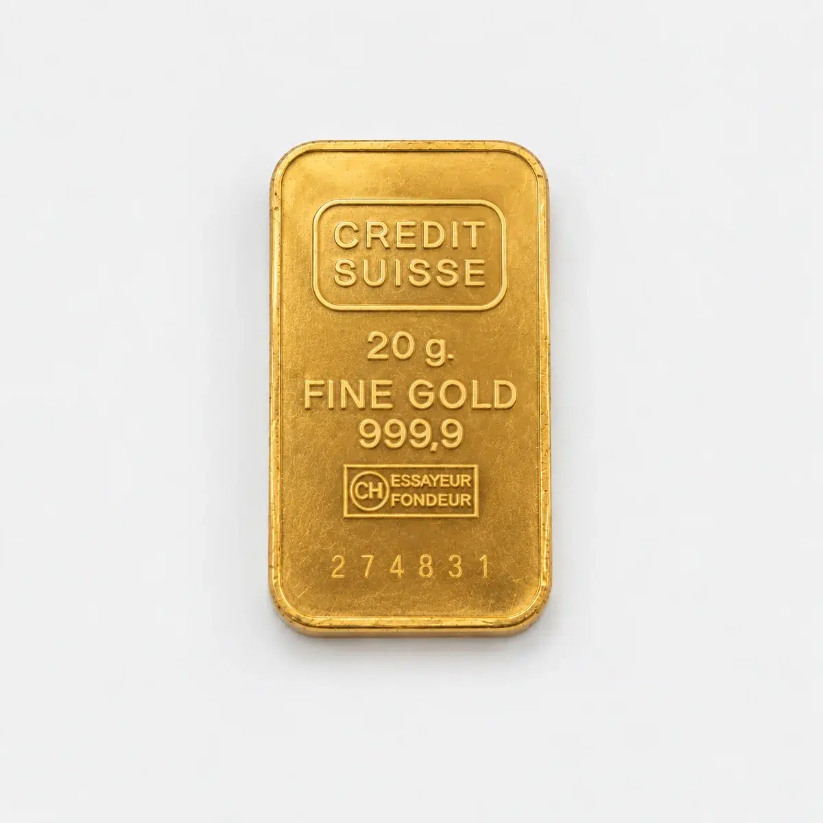 Cirkulerad guldtacka 20 gram i 24K guld, framsida