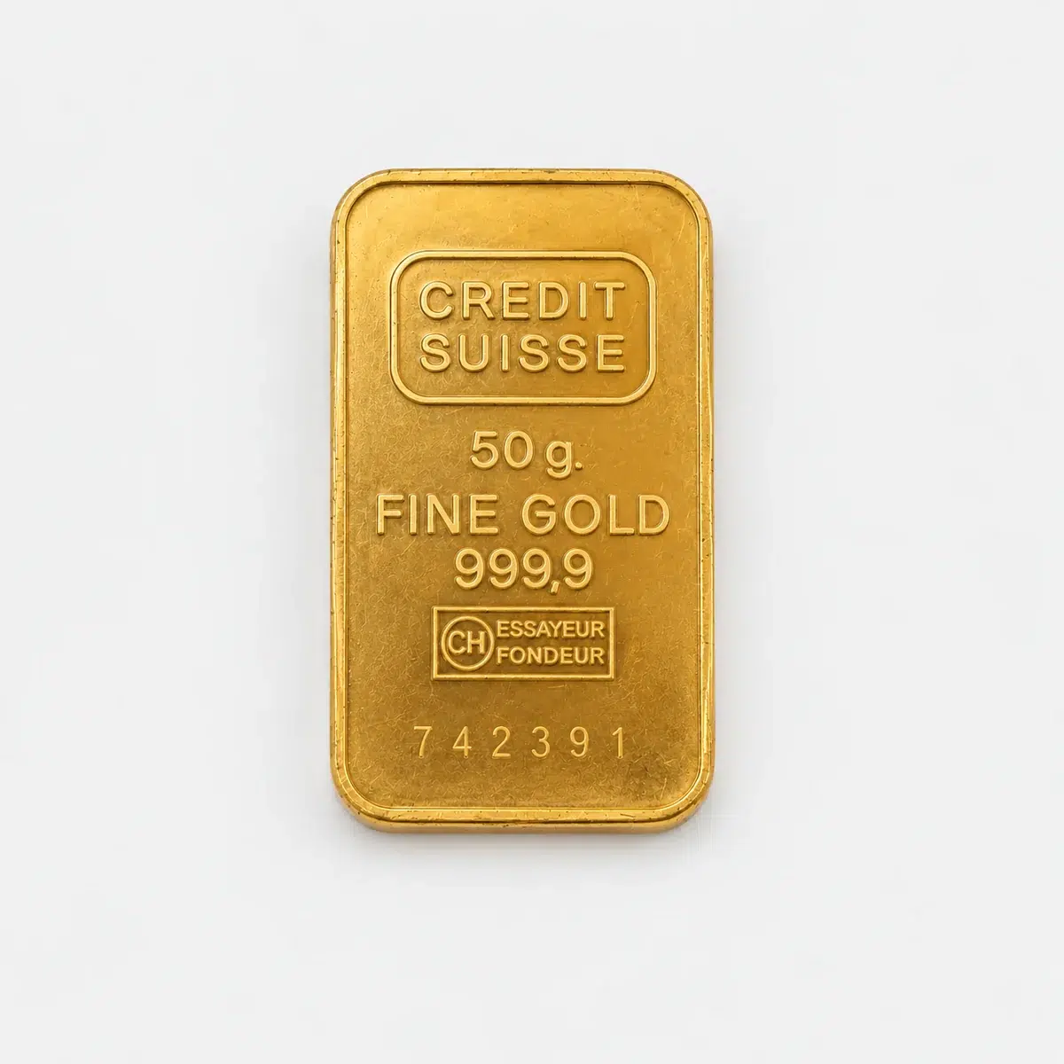 50 gram cirkulerad guldtacka framsida.